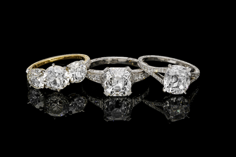 Trio of diamond engagement rings