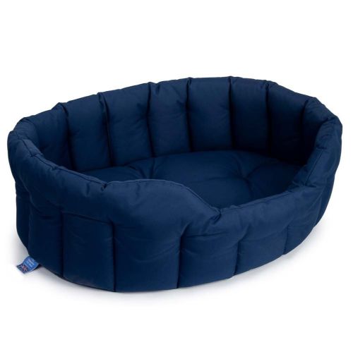 Navy blue House of Bruar waterproof oval dog bed