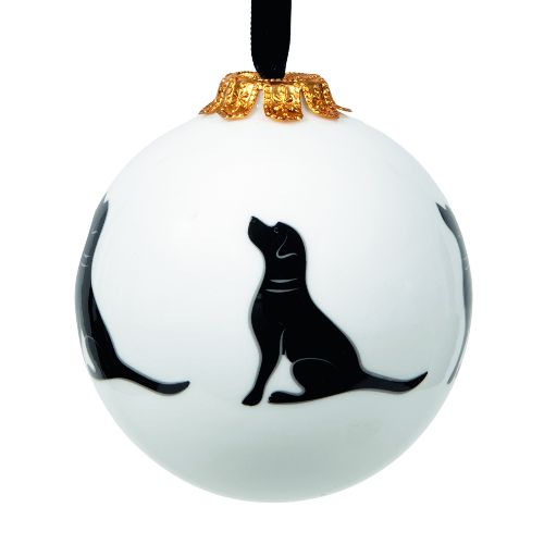 Bone china Christmas bauble decorated with Black Labrador design